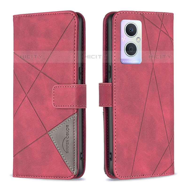 Handytasche Stand Schutzhülle Flip Leder Hülle B08F für Oppo F21s Pro 5G Rot Plus