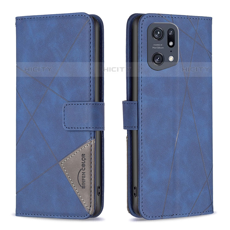 Handytasche Stand Schutzhülle Flip Leder Hülle B08F für Oppo Find X5 Pro 5G Blau Plus