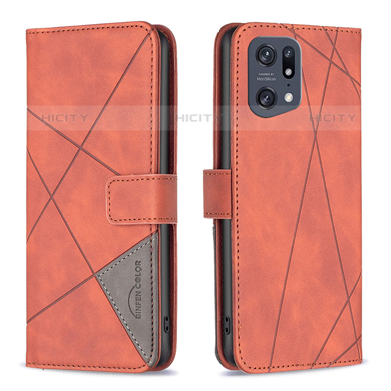 Handytasche Stand Schutzhülle Flip Leder Hülle B08F für Oppo Find X5 Pro 5G Orange Plus