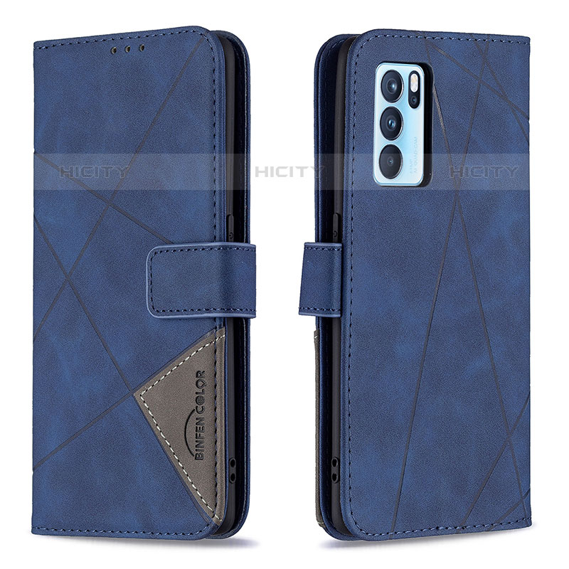 Handytasche Stand Schutzhülle Flip Leder Hülle B08F für Oppo Reno6 Pro 5G India Blau