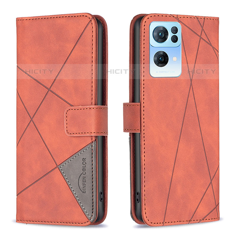 Handytasche Stand Schutzhülle Flip Leder Hülle B08F für Oppo Reno7 Pro 5G Orange