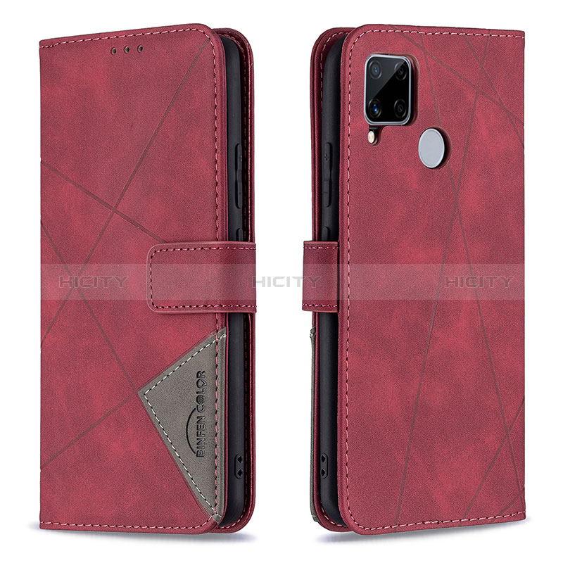 Handytasche Stand Schutzhülle Flip Leder Hülle B08F für Realme 7i RMX2193 Rot