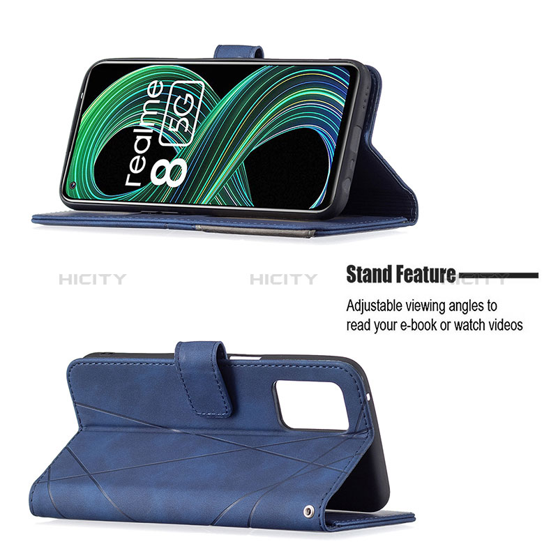 Handytasche Stand Schutzhülle Flip Leder Hülle B08F für Realme 8 5G groß