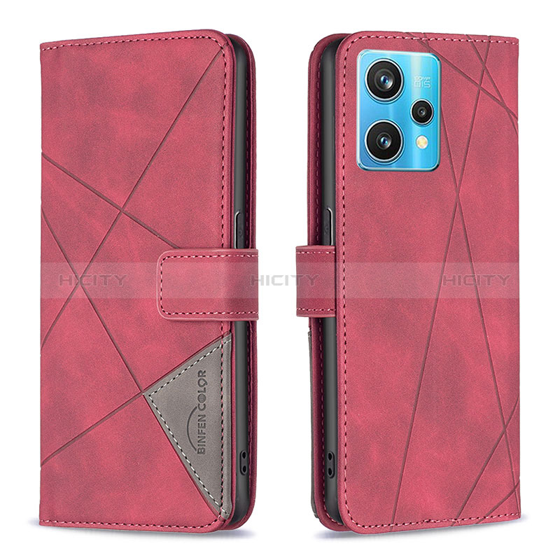 Handytasche Stand Schutzhülle Flip Leder Hülle B08F für Realme 9 4G Rot