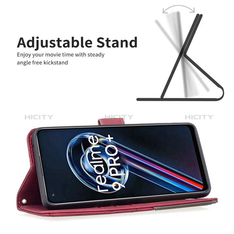 Handytasche Stand Schutzhülle Flip Leder Hülle B08F für Realme 9 Pro+ Plus 5G groß