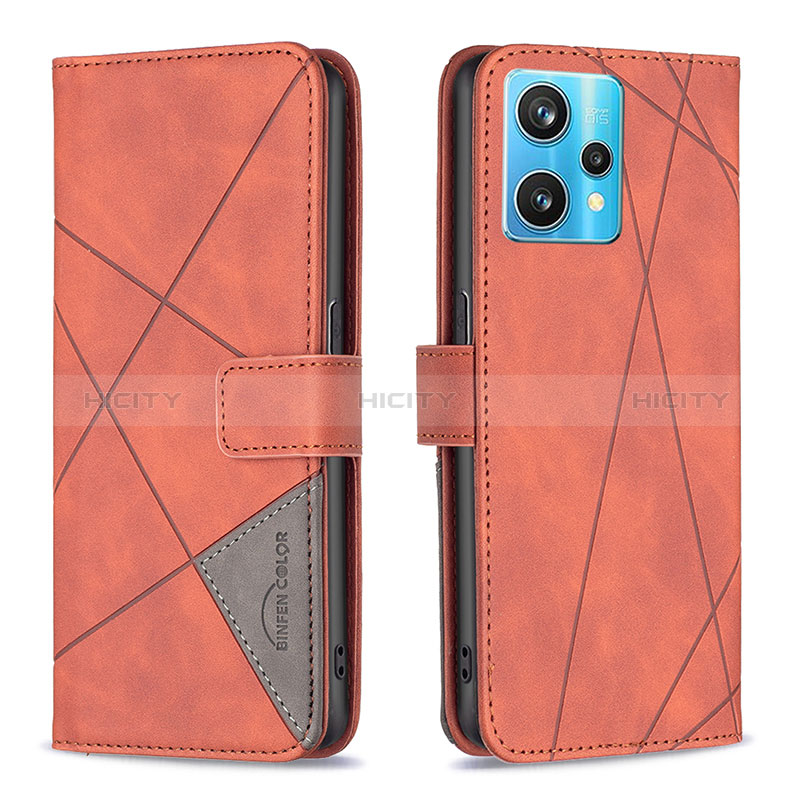 Handytasche Stand Schutzhülle Flip Leder Hülle B08F für Realme 9 Pro+ Plus 5G Orange Plus