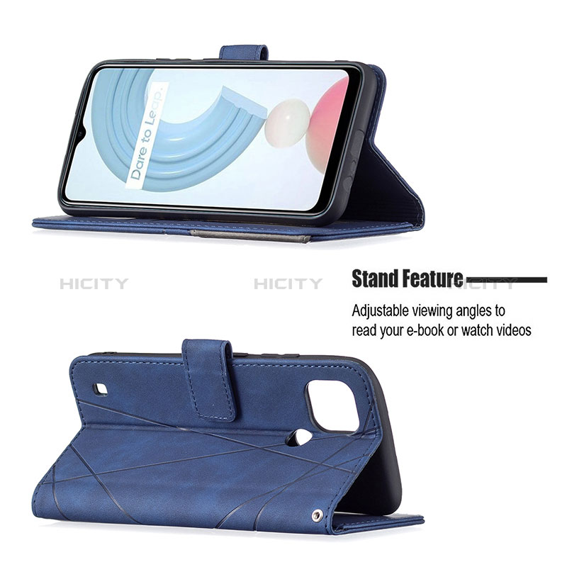 Handytasche Stand Schutzhülle Flip Leder Hülle B08F für Realme C21 groß