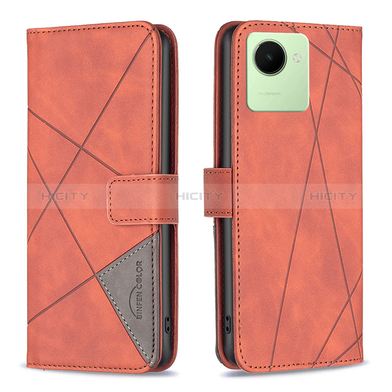 Handytasche Stand Schutzhülle Flip Leder Hülle B08F für Realme C30 Orange