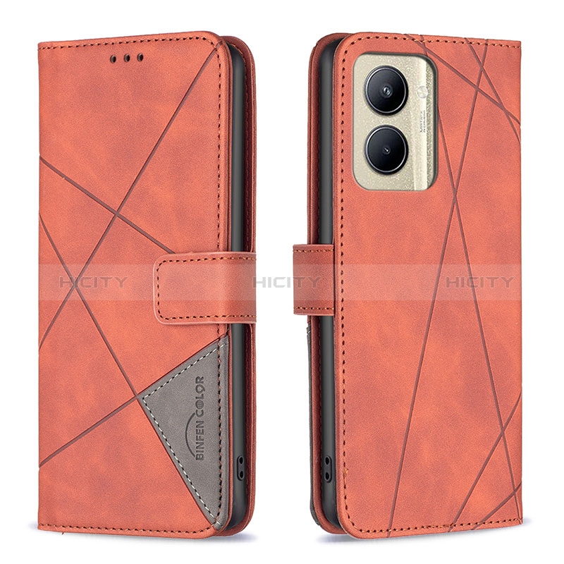 Handytasche Stand Schutzhülle Flip Leder Hülle B08F für Realme C33 Orange Plus