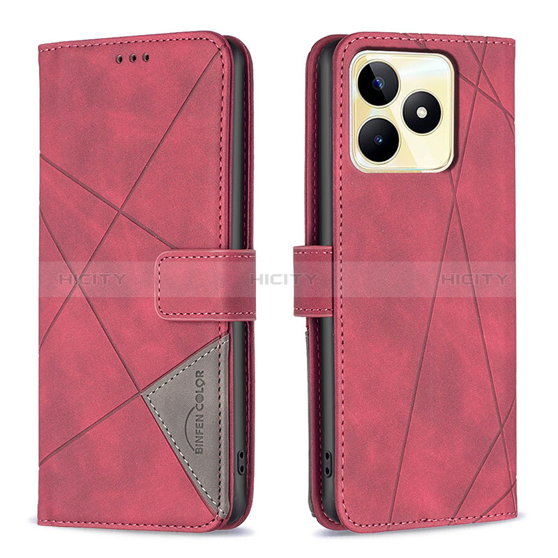 Handytasche Stand Schutzhülle Flip Leder Hülle B08F für Realme C53 India Rot