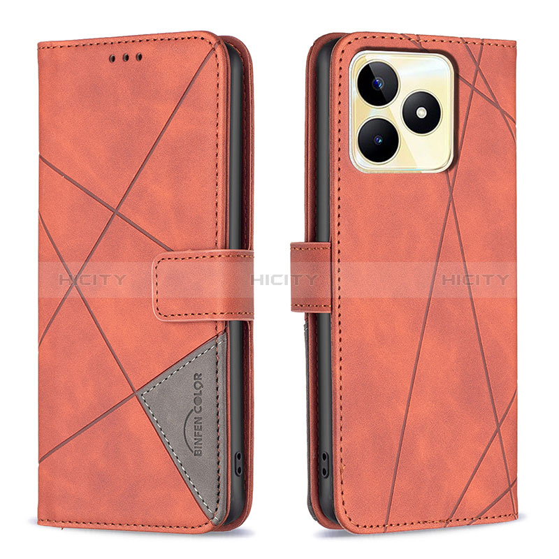 Handytasche Stand Schutzhülle Flip Leder Hülle B08F für Realme Narzo N53 Orange Plus