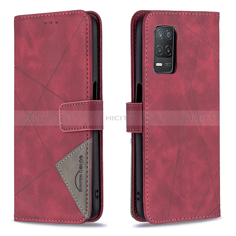 Handytasche Stand Schutzhülle Flip Leder Hülle B08F für Realme V13 5G Rot Plus