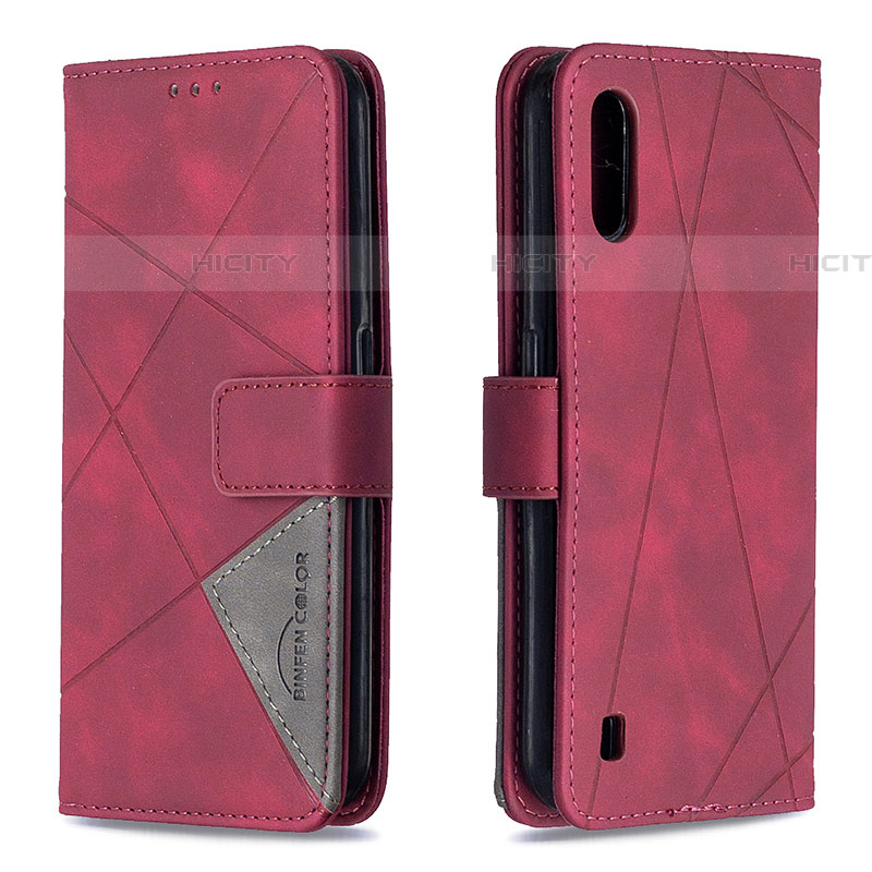 Handytasche Stand Schutzhülle Flip Leder Hülle B08F für Samsung Galaxy A01 SM-A015 Rot Plus