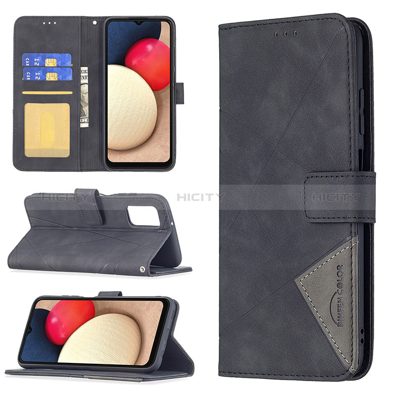 Handytasche Stand Schutzhülle Flip Leder Hülle B08F für Samsung Galaxy A02s groß