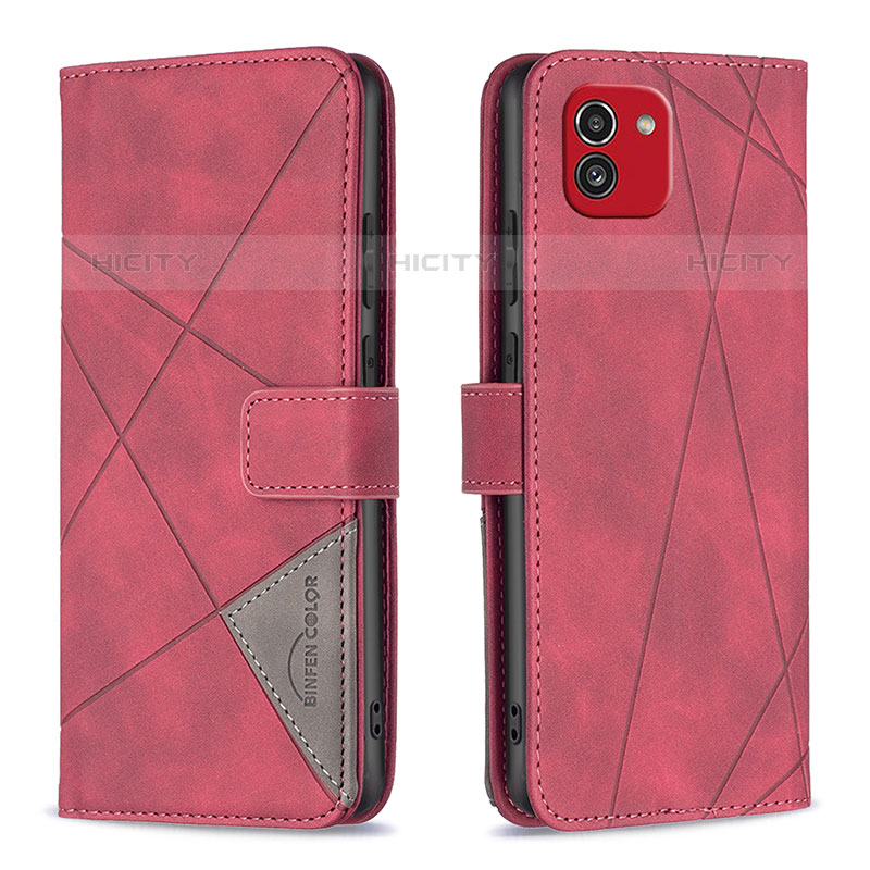 Handytasche Stand Schutzhülle Flip Leder Hülle B08F für Samsung Galaxy A03 Rot