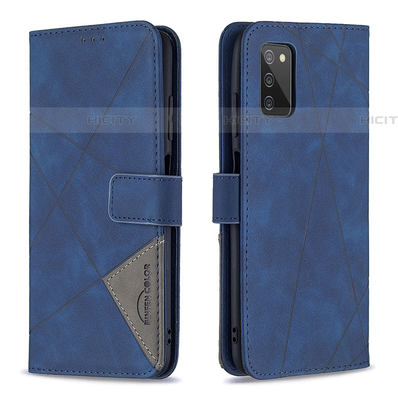 Handytasche Stand Schutzhülle Flip Leder Hülle B08F für Samsung Galaxy A03s Blau