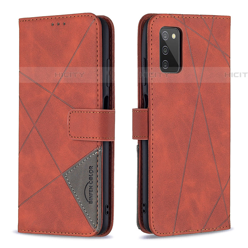 Handytasche Stand Schutzhülle Flip Leder Hülle B08F für Samsung Galaxy A03s Orange