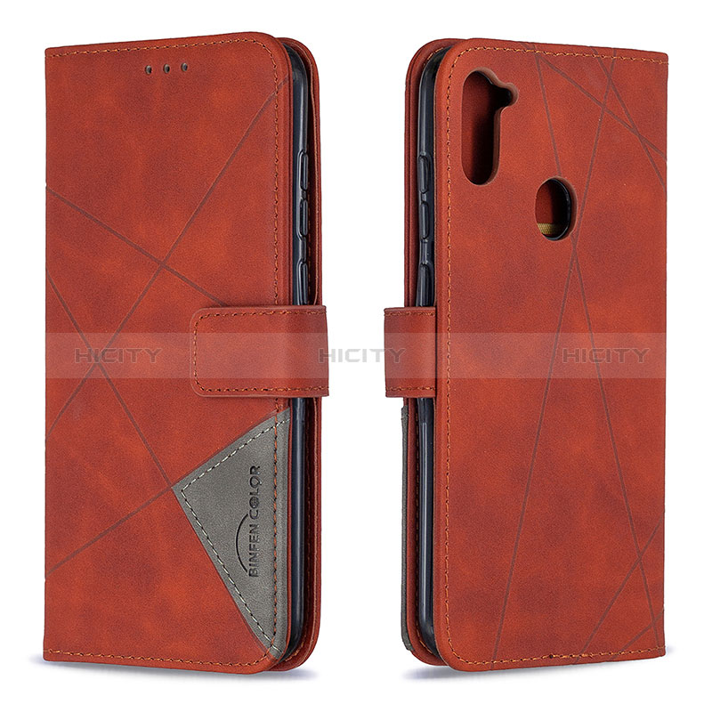 Handytasche Stand Schutzhülle Flip Leder Hülle B08F für Samsung Galaxy A11 Orange