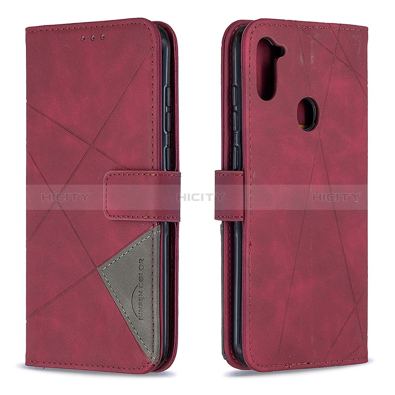 Handytasche Stand Schutzhülle Flip Leder Hülle B08F für Samsung Galaxy A11 Rot