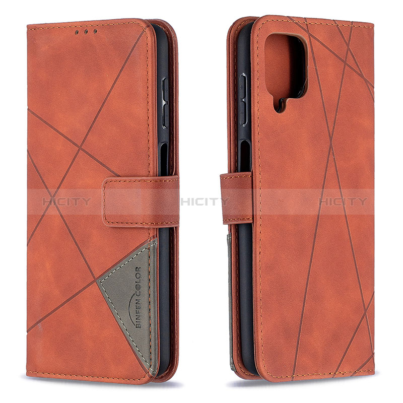 Handytasche Stand Schutzhülle Flip Leder Hülle B08F für Samsung Galaxy A12 5G Orange Plus