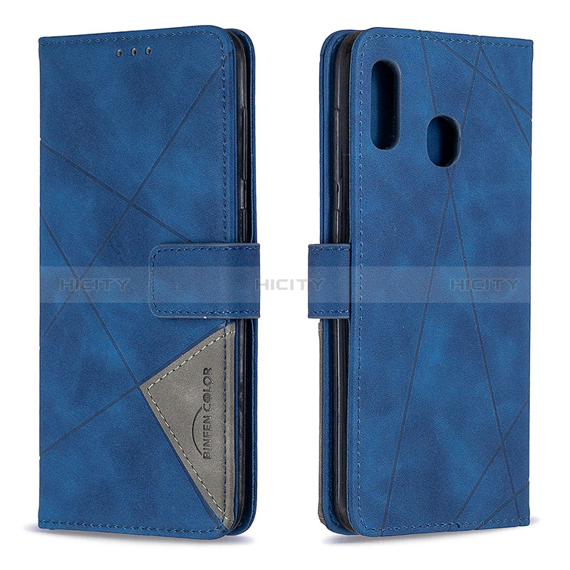 Handytasche Stand Schutzhülle Flip Leder Hülle B08F für Samsung Galaxy A20 Blau