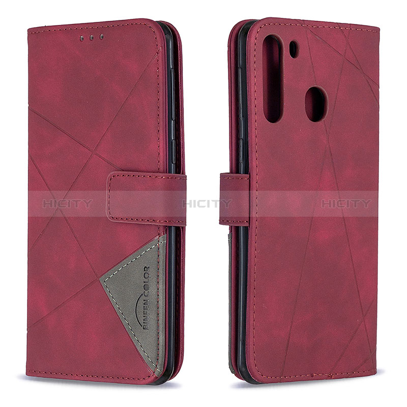 Handytasche Stand Schutzhülle Flip Leder Hülle B08F für Samsung Galaxy A21 Rot