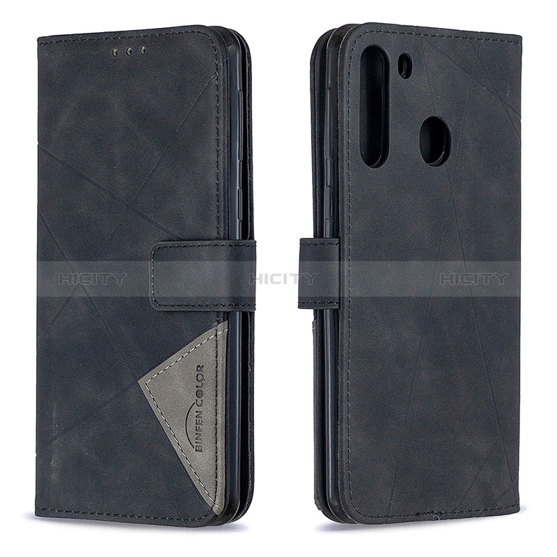 Handytasche Stand Schutzhülle Flip Leder Hülle B08F für Samsung Galaxy A21 Schwarz