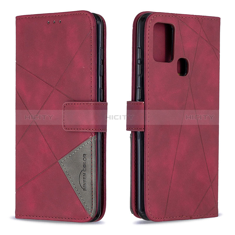 Handytasche Stand Schutzhülle Flip Leder Hülle B08F für Samsung Galaxy A21s Rot