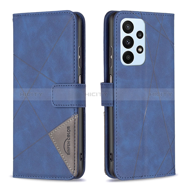 Handytasche Stand Schutzhülle Flip Leder Hülle B08F für Samsung Galaxy A23 5G Blau