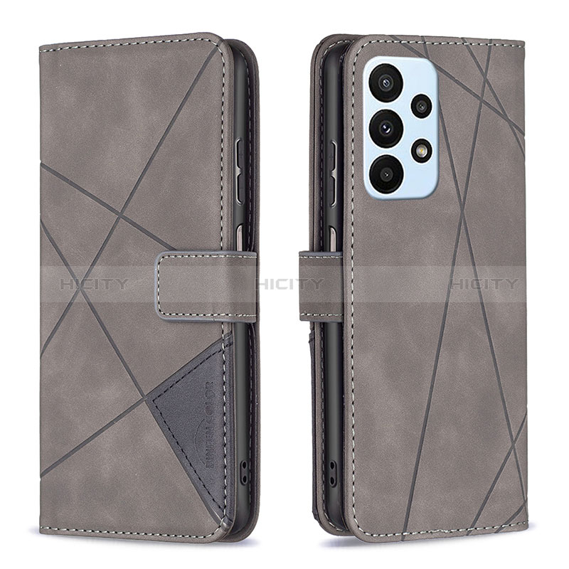 Handytasche Stand Schutzhülle Flip Leder Hülle B08F für Samsung Galaxy A23 5G Grau