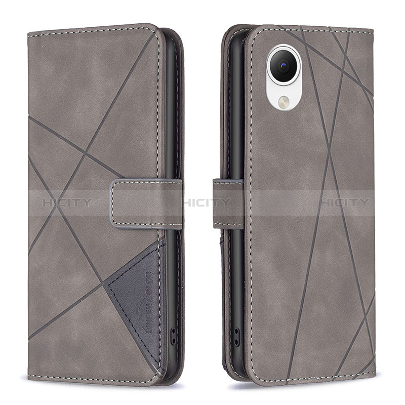 Handytasche Stand Schutzhülle Flip Leder Hülle B08F für Samsung Galaxy A23e 5G Grau