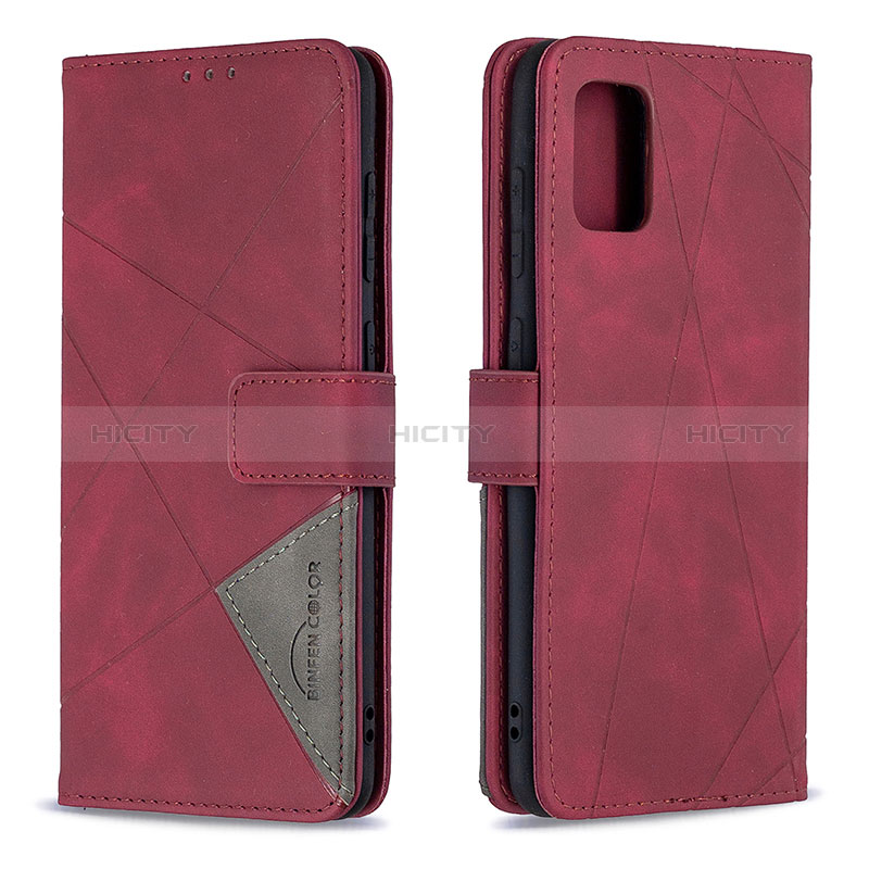 Handytasche Stand Schutzhülle Flip Leder Hülle B08F für Samsung Galaxy A31 Rot Plus