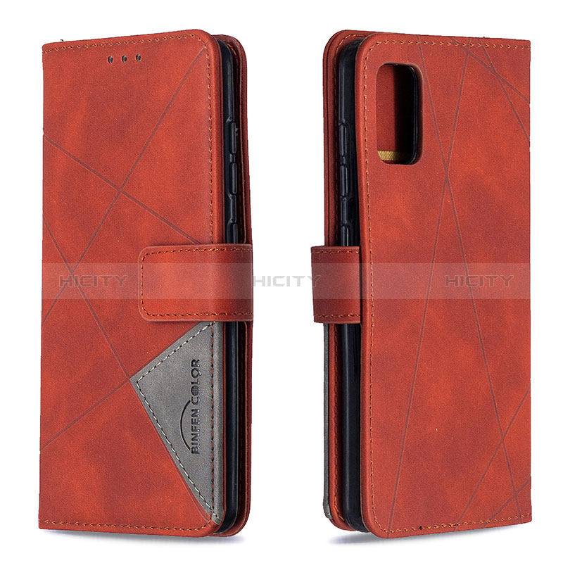 Handytasche Stand Schutzhülle Flip Leder Hülle B08F für Samsung Galaxy A41 Orange