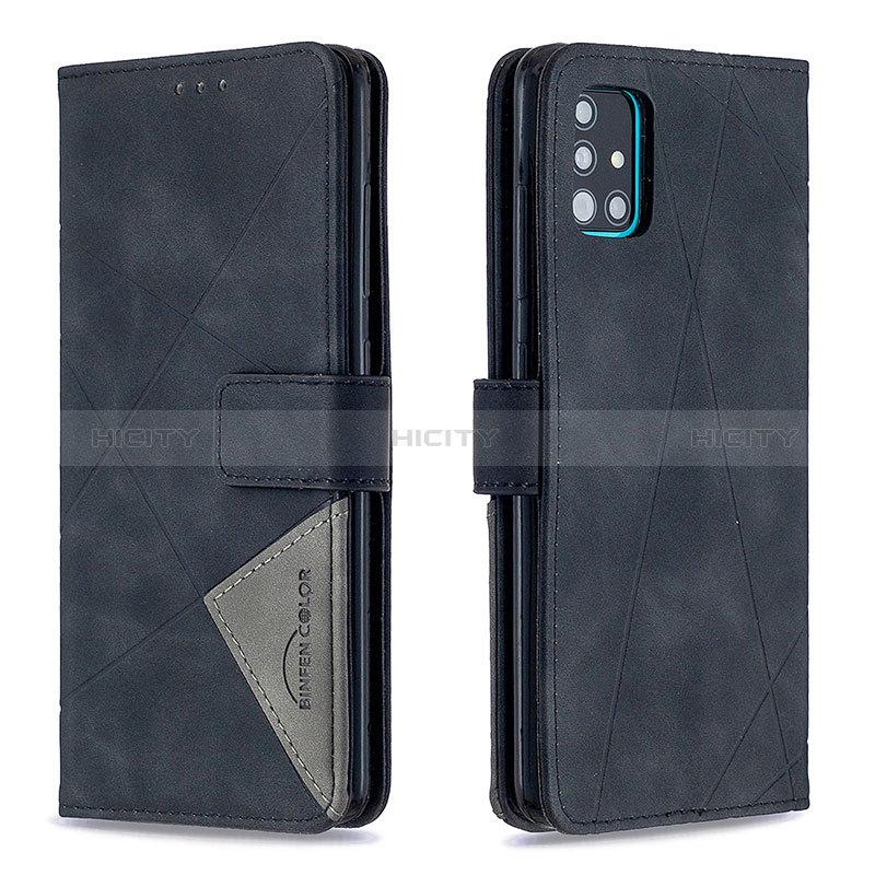 Handytasche Stand Schutzhülle Flip Leder Hülle B08F für Samsung Galaxy A51 5G Schwarz Plus