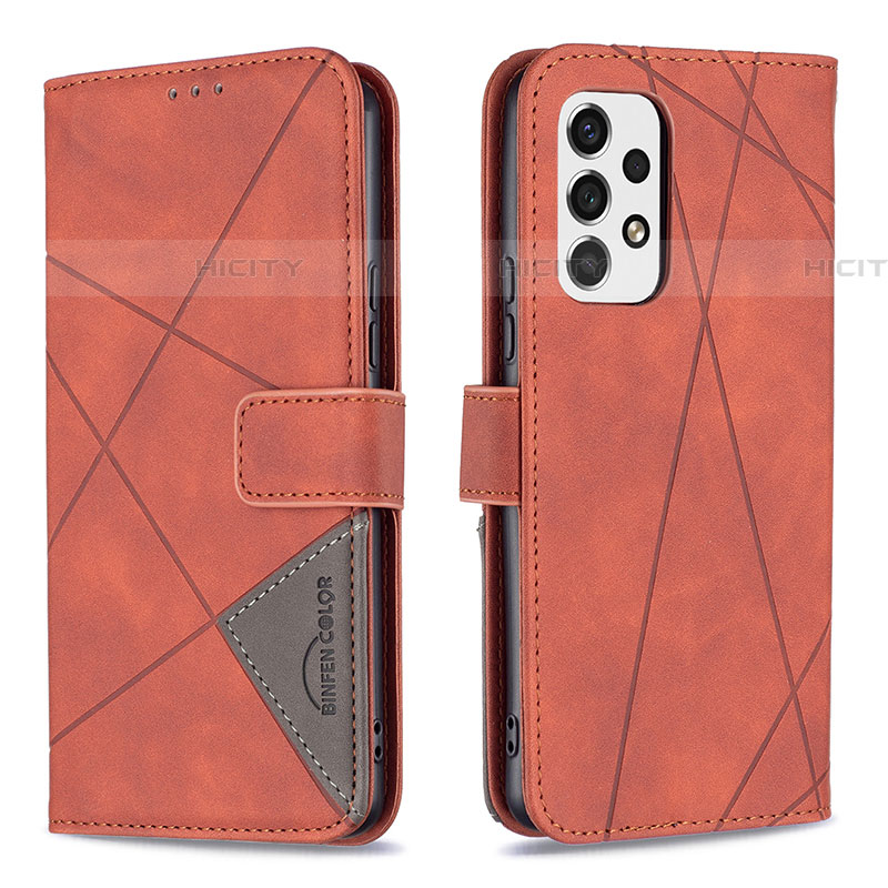 Handytasche Stand Schutzhülle Flip Leder Hülle B08F für Samsung Galaxy A53 5G Orange Plus