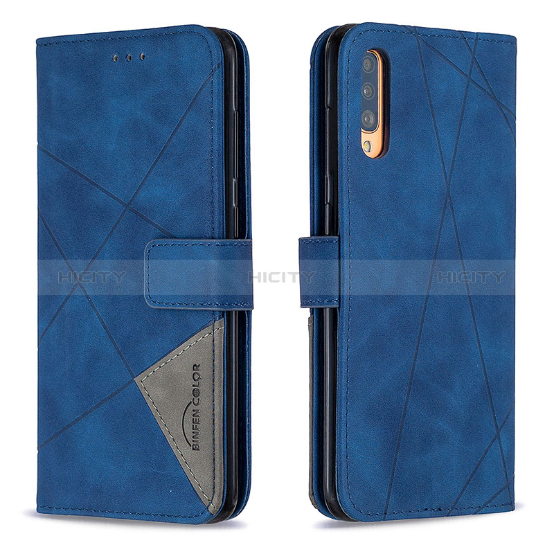 Handytasche Stand Schutzhülle Flip Leder Hülle B08F für Samsung Galaxy A70 Blau