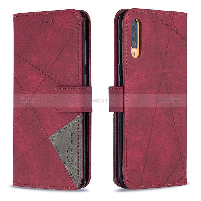 Handytasche Stand Schutzhülle Flip Leder Hülle B08F für Samsung Galaxy A70 Rot