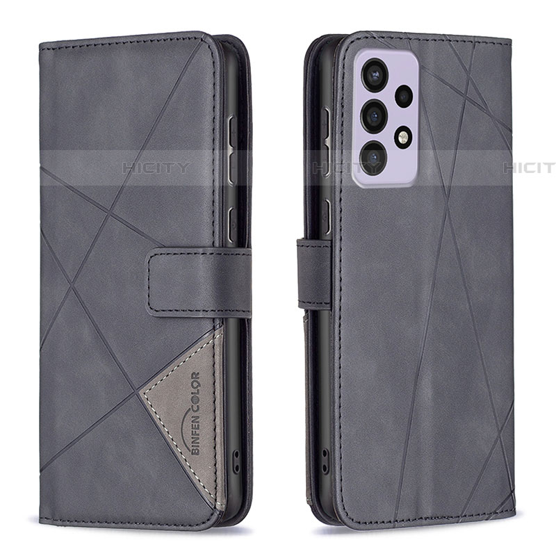 Handytasche Stand Schutzhülle Flip Leder Hülle B08F für Samsung Galaxy A73 5G Schwarz Plus