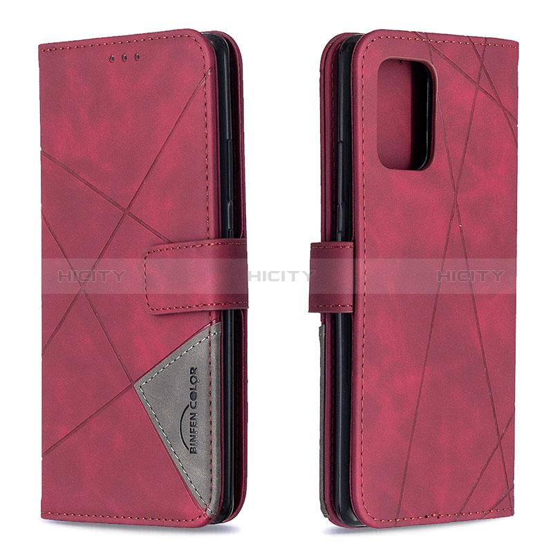 Handytasche Stand Schutzhülle Flip Leder Hülle B08F für Samsung Galaxy A91 Rot Plus