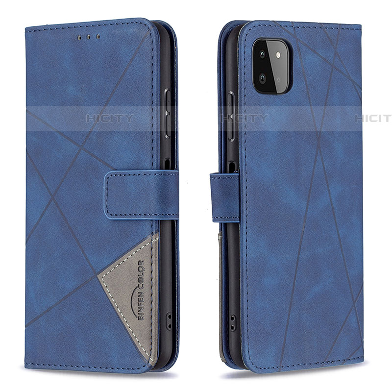 Handytasche Stand Schutzhülle Flip Leder Hülle B08F für Samsung Galaxy F42 5G Blau