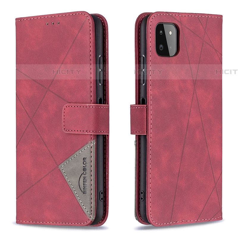 Handytasche Stand Schutzhülle Flip Leder Hülle B08F für Samsung Galaxy F42 5G Rot Plus