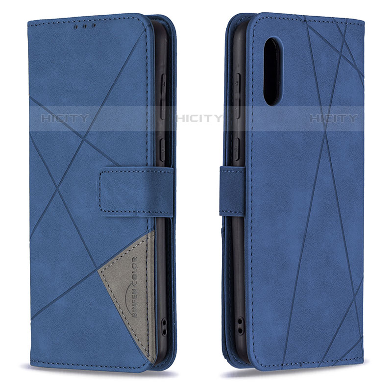 Handytasche Stand Schutzhülle Flip Leder Hülle B08F für Samsung Galaxy M02 Blau