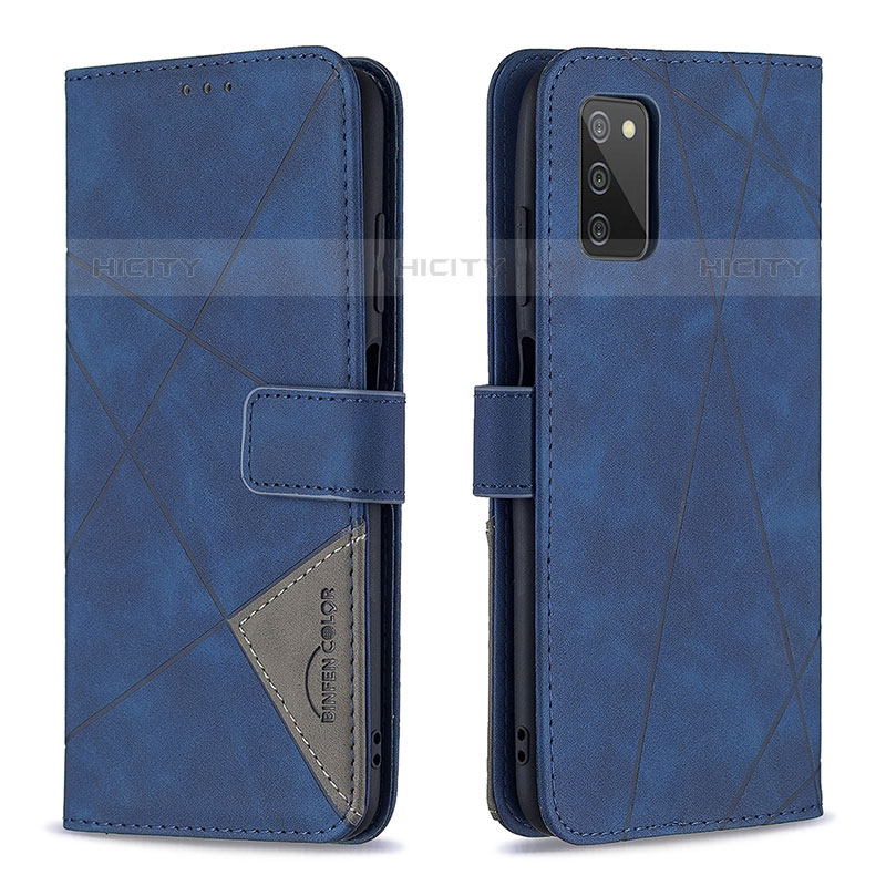 Handytasche Stand Schutzhülle Flip Leder Hülle B08F für Samsung Galaxy M02s Blau Plus