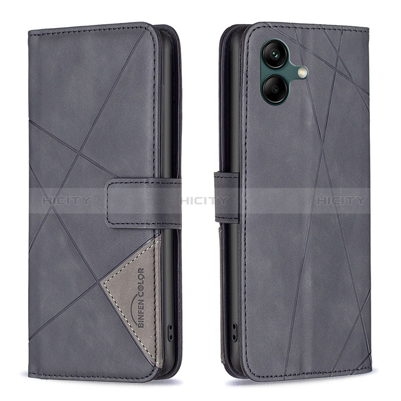 Handytasche Stand Schutzhülle Flip Leder Hülle B08F für Samsung Galaxy M04 Schwarz