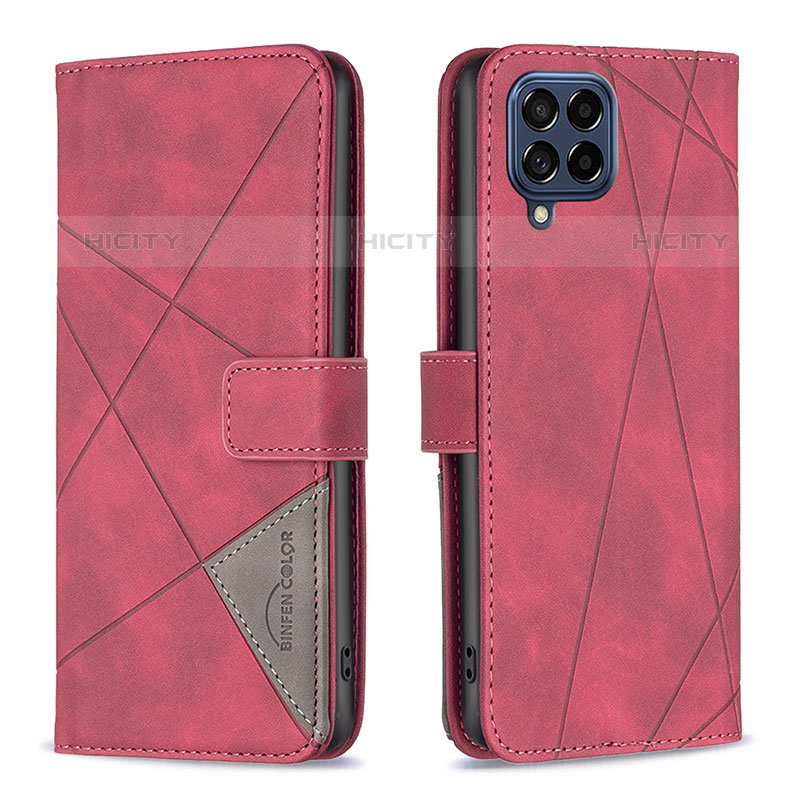 Handytasche Stand Schutzhülle Flip Leder Hülle B08F für Samsung Galaxy M53 5G Rot Plus