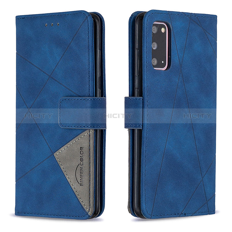 Handytasche Stand Schutzhülle Flip Leder Hülle B08F für Samsung Galaxy S20 5G Blau