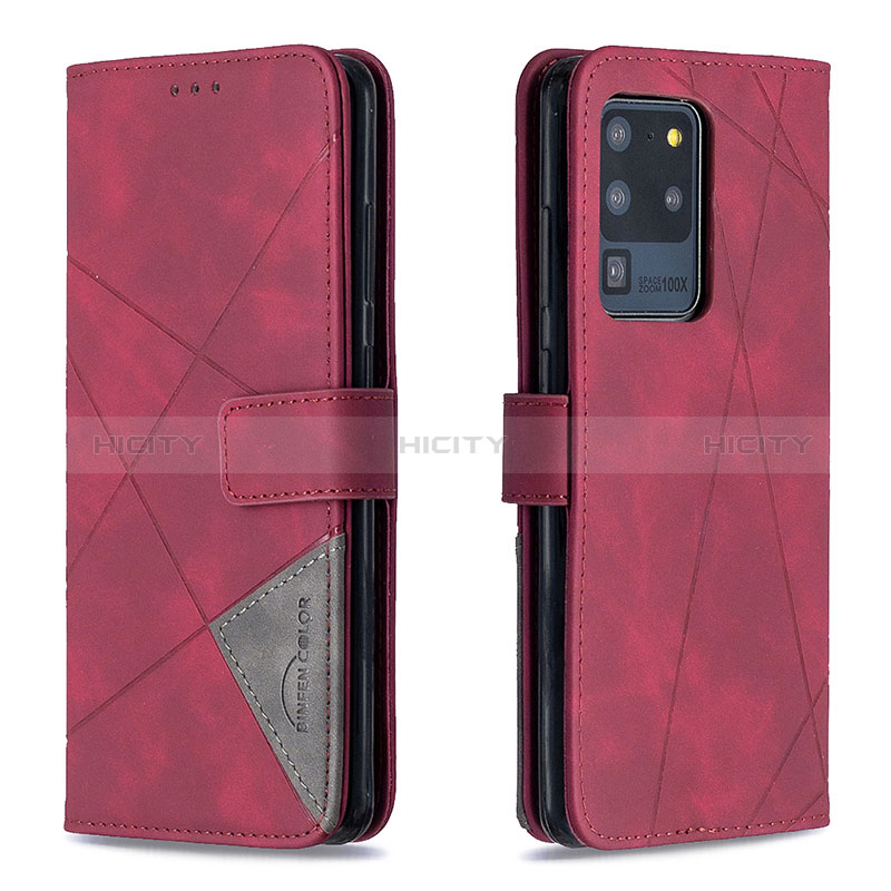 Handytasche Stand Schutzhülle Flip Leder Hülle B08F für Samsung Galaxy S20 Ultra 5G Rot