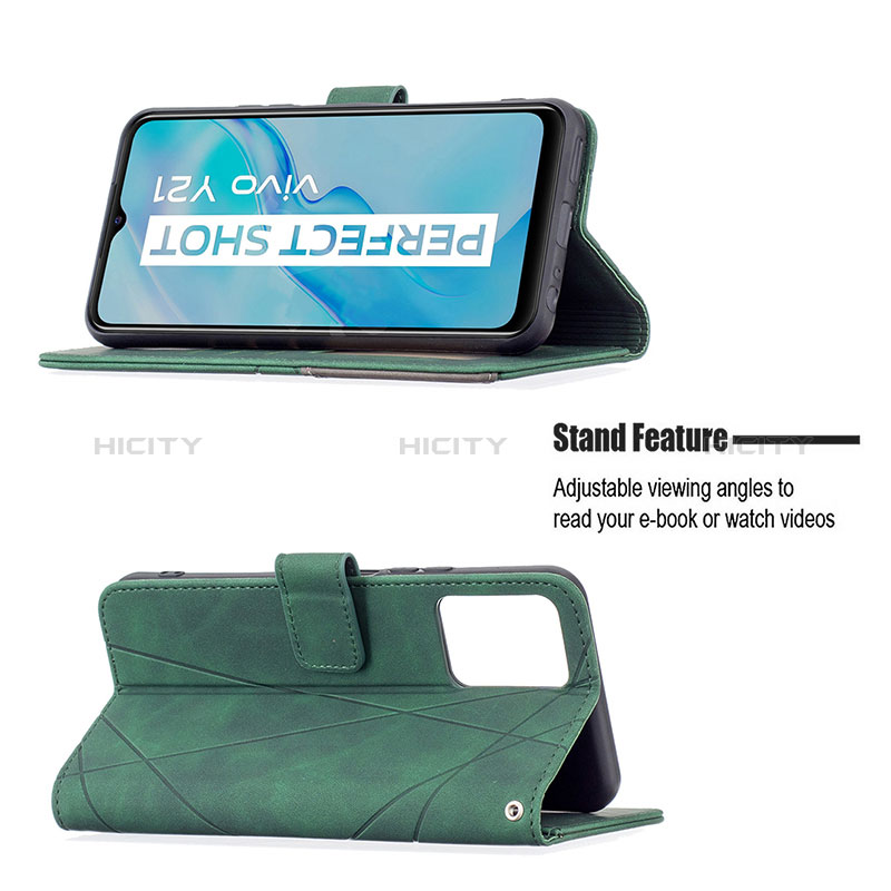 Handytasche Stand Schutzhülle Flip Leder Hülle B08F für Vivo Y21