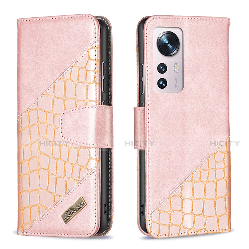 Handytasche Stand Schutzhülle Flip Leder Hülle B08F für Xiaomi Mi 12 5G Rosa Plus