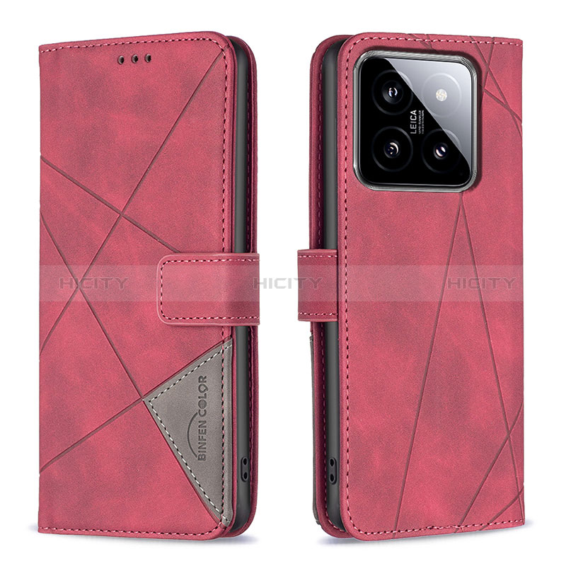 Handytasche Stand Schutzhülle Flip Leder Hülle B08F für Xiaomi Mi 14 Pro 5G Rot Plus